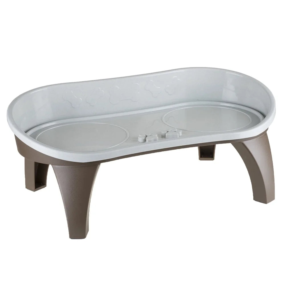Elevated Dog Bowl Stand with Splash Guard Portable Feeding Tray