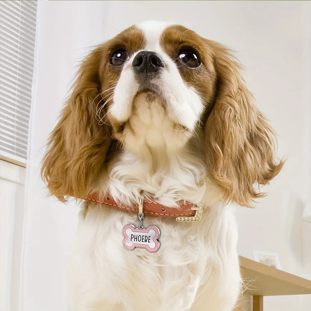 1PC Custom Engraved Name Tag for Pets Personalized Zinc Alloy Bone-Shaped ID