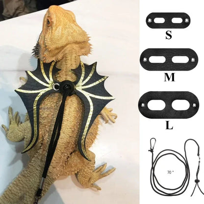 Small Animals Lizard Leash Harness Soft Padding Leather Vest Top with Hook and Loop Clothes