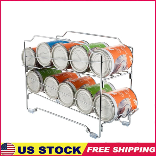 10 Can Pet Food Dispenser Stackable Collapsible Steel with Angled Shelves Anti-Slip Feet