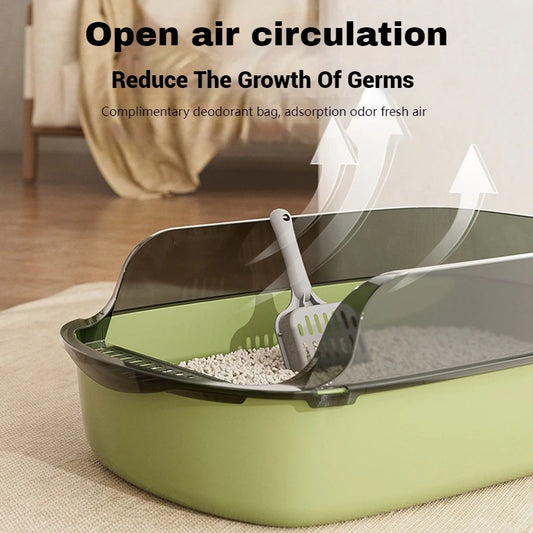 Cats Sandbox Large Capacity Open Cat Litter Box Anti-Splash