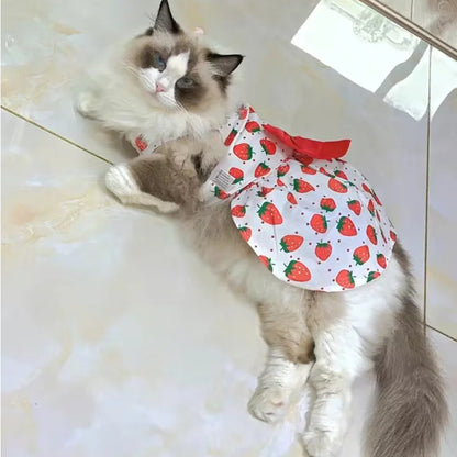 Pet Dresses with Bow for Small Dogs Cats  Fruit Flower Print Pet Clothes