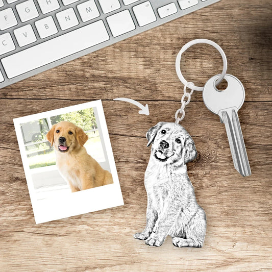 Personalized Pet Photo Necklace Pendant Custom Dog Cat Keychain Memory Jewelry Pendants