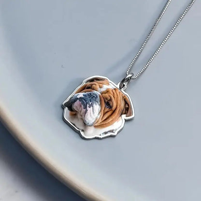 Custom Cat Dog Photo Necklace Single Sided Pet Memorial Gifts