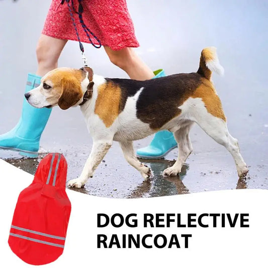 Dog Reflective Raincoat Hooded Rain Jacket Waterproof  Rain Poncho