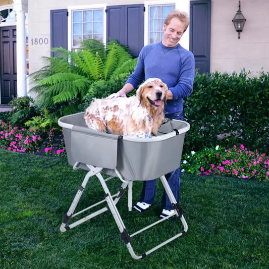 Elevated Dog Bath Tubs Foldable Pet Bathing Station Adjustable