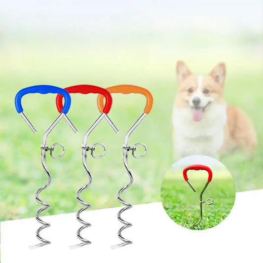 Metal Spiral Dog Tie Out Stake, Anchors Pet Stakes For Outdoor, Yard, Camping
