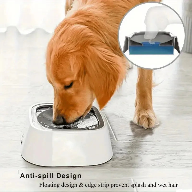 Spill-Proof Plastic Pet Water Bowl with Non-Slip Base & Floating Filter