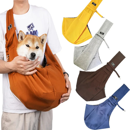 Crossbody breathable folding pet bag, large capacity portable bag