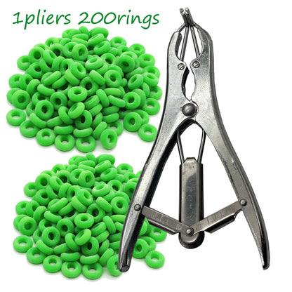 1 Set Castrate Emasculate Pliers and Bands Tail Cut  livestock Castration Band Forceps
