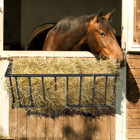 Large Capacity Hay Feeder, Heavy-Duty Steel Hay Rack, 40.8" Long Wall Mounted Multiple Sided Feeding
