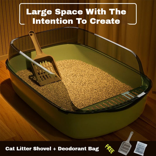 Cats Sandbox Large Capacity Open Cat Litter Box Anti-Splash