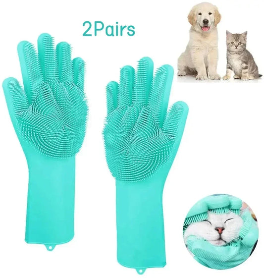 Pet Grooming Gloves Dog Cat Bathing Cleaning   Hair Removal