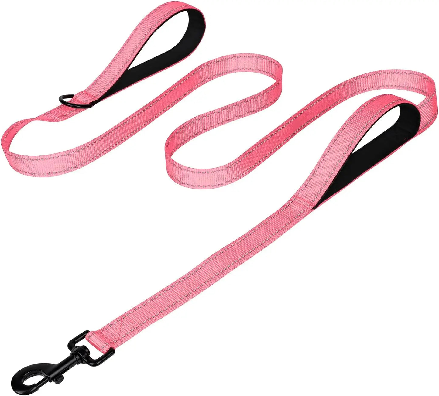 Heavy Duty Double Handle Pet Leash with Reflective Strips for Night Safety