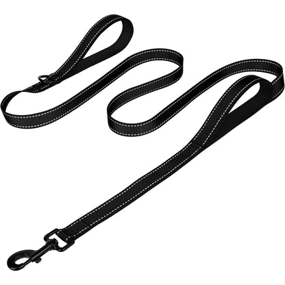 Heavy Duty Double Handle Pet Leash with Reflective Strips for Night Safety