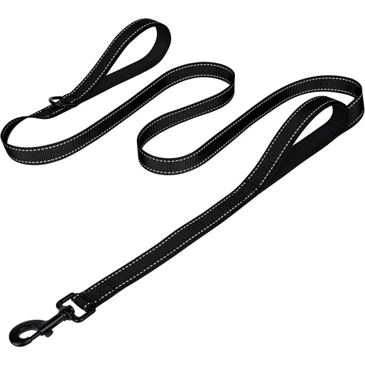 Heavy Duty Double Handle Pet Leash with Reflective Strips for Night Safety