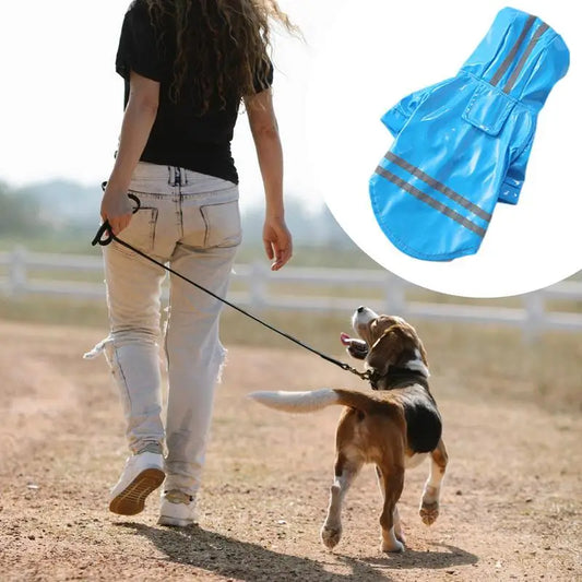 Dog Reflective Raincoat Hooded Rain Jacket Waterproof  Rain Poncho