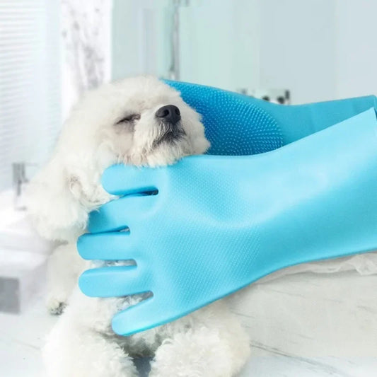 Silicone Pet Hair Removal Gloves Massage Bath and  Shower Gloves