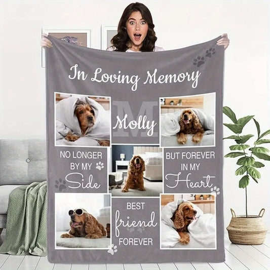 1 Customizable Pet Photo Commemorative Blanket, Eternal Memories