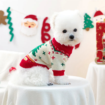 Christmas Reindeer Pet Sweater Holiday Pet Clothes Knit Xmas Tree Design