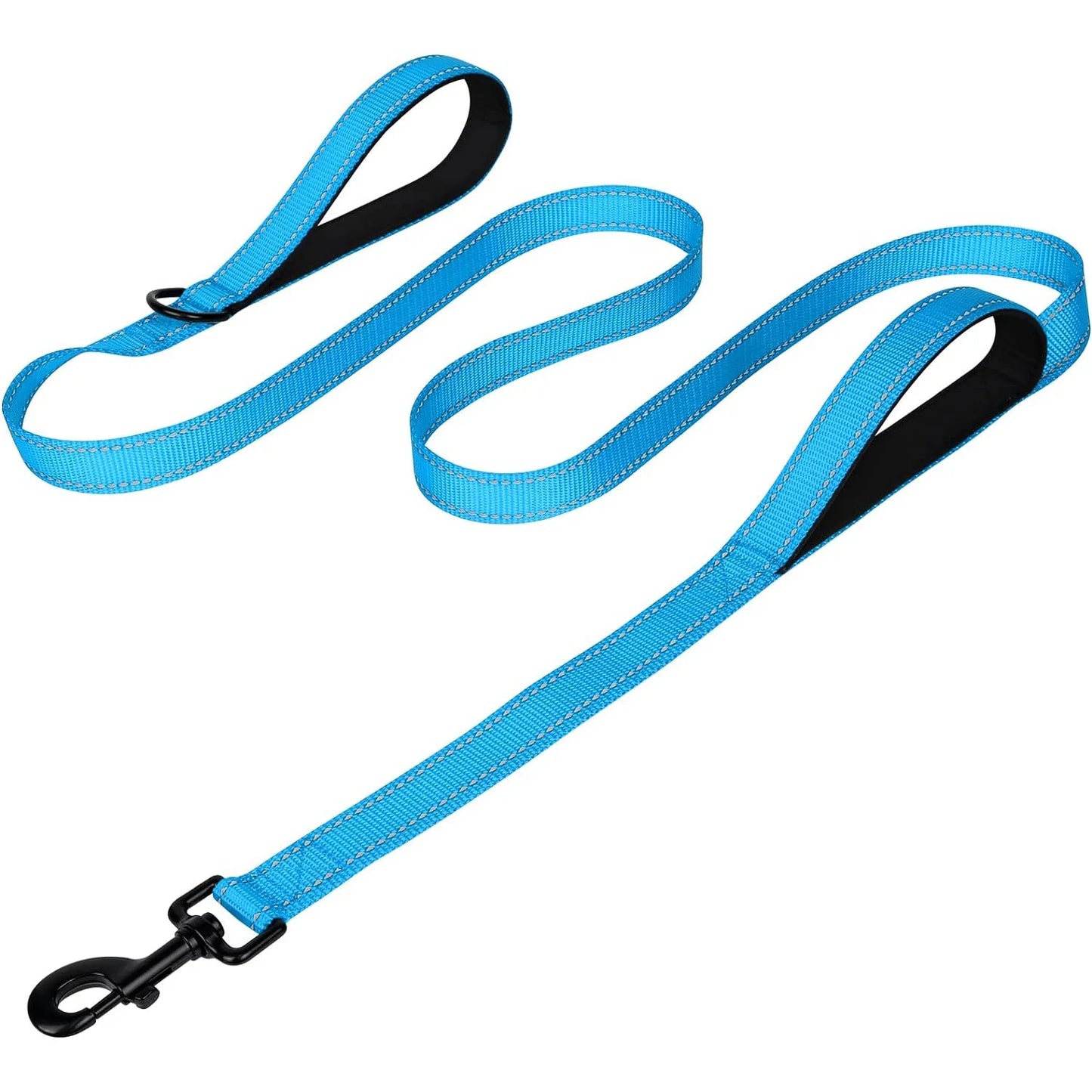 Heavy Duty Double Handle Pet Leash with Reflective Strips for Night Safety