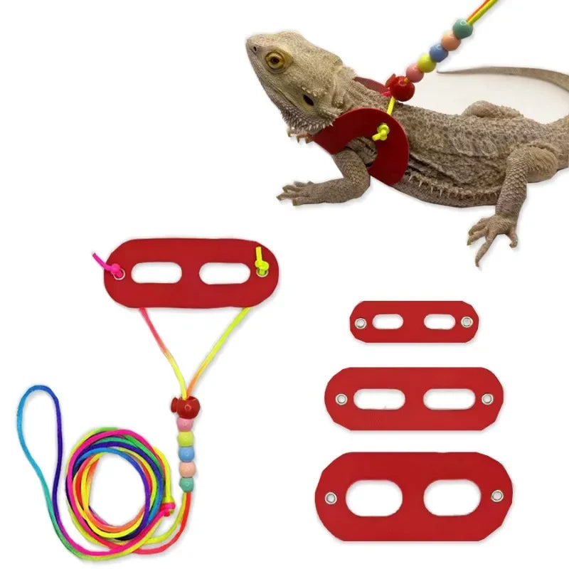 Small Animals Lizard Leash Harness Soft Padding Leather Vest Top with Hook and Loop Clothes