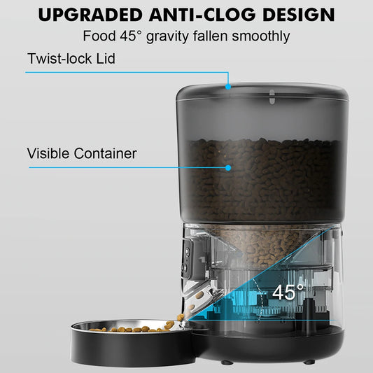 4L Automatic smart pet feeder for cats dogs with stainless steel bowl