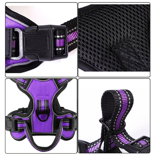 Nylon Pet Harness Vest Reflective Soft No Pull Harness For Small Large Dogs