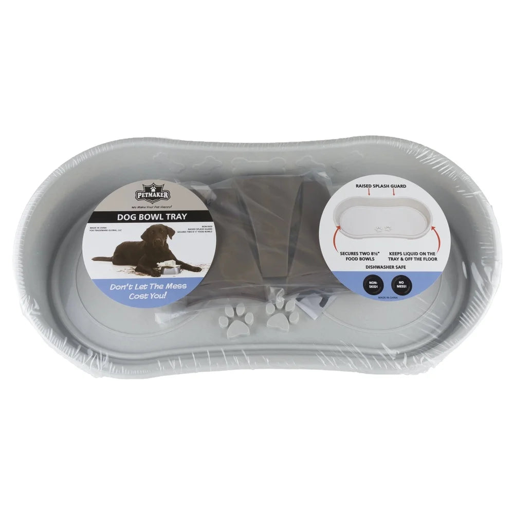 Elevated Dog Bowl Stand with Splash Guard Portable Feeding Tray