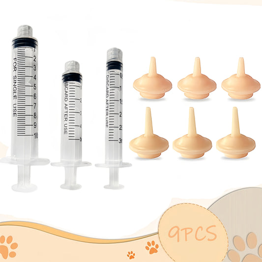 9PCS kitten and puppy pet teats - Pet and wild animal silicone feeding nipple, small pre-drilled feeding nipple