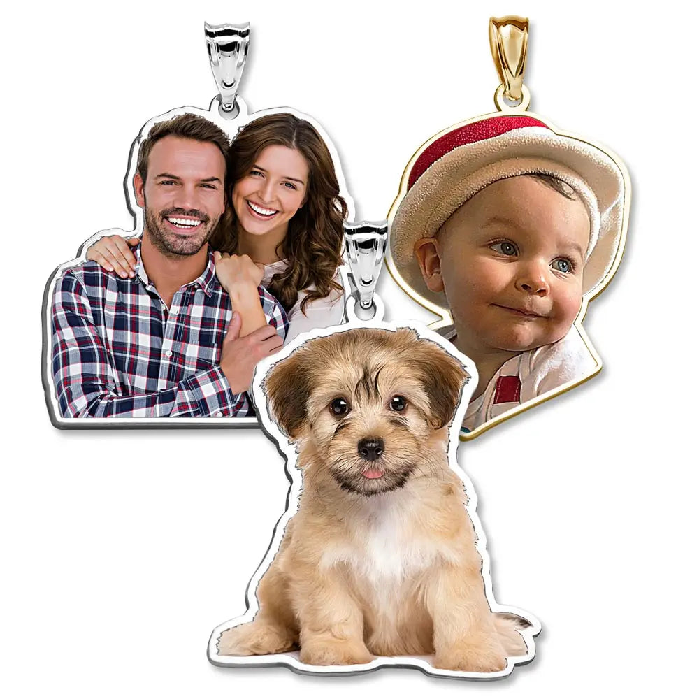 Custom Cat Dog Photo Necklace Single Sided Pet Memorial Gifts