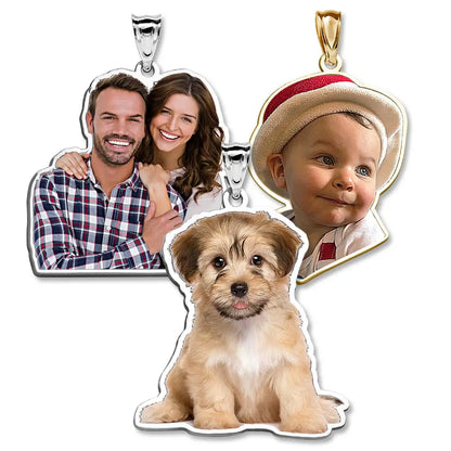 Custom Cat Dog Photo Necklace Single Sided Pet Memorial Gifts