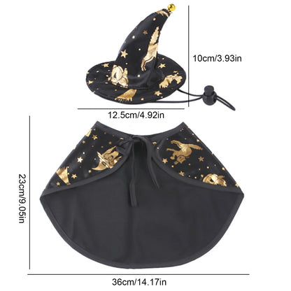Wizard Costume For Pets Witch Hat Cloak Cape For Dogs And Cats