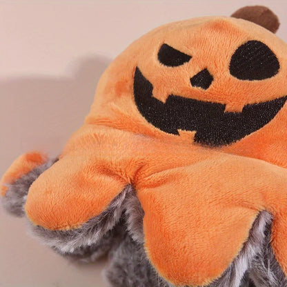 Halloween pet plush  toy with flipping pumpkin octopus on both sides