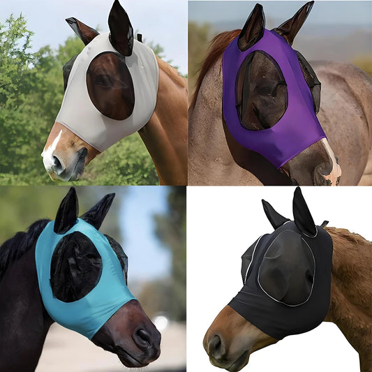 Anti Fly Stretchy Knitted Mesh Mask Ear Protection Meshed Horse Ear Cover Ear Masks Protector Horse Riding Equestrian Equipment