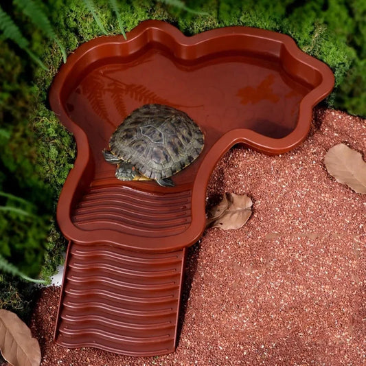 Reptile Bathing Pool Water Bowl with Slip Proof  Steps 35x28.50cm Resting and Soaking