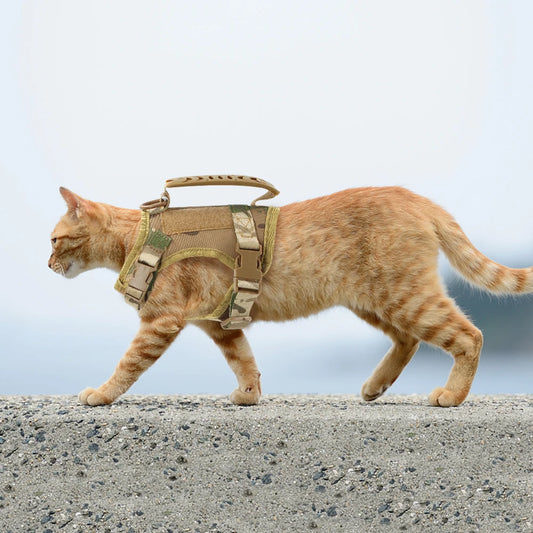 Tactical Cat Harness Adjustable Vest For  Small Dogs with Control Handle Walking Training