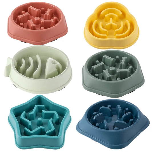 Pet Slow Food Bowl Anti-choking Multiple Colors Shapes