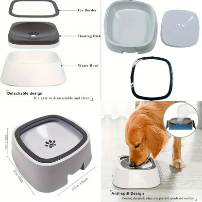 Spill-Proof Plastic Pet Water Bowl with Non-Slip Base & Floating Filter