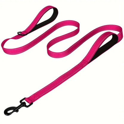 Heavy Duty Double Handle Pet Leash with Reflective Strips for Night Safety