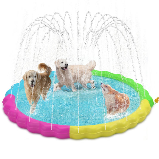 Splash Pad for Pets, Non-Slip Splash Pad  Outdoor Water Toys, Sprinkler Pool for Dogs Outdoor Play
