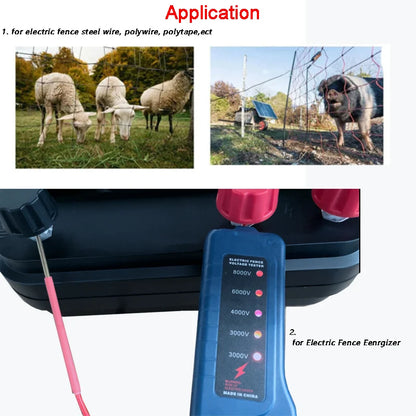Electric Fence Voltage Tester 3000V-8000V Led Detect Electric Fencing Fault Finder Voltmeter