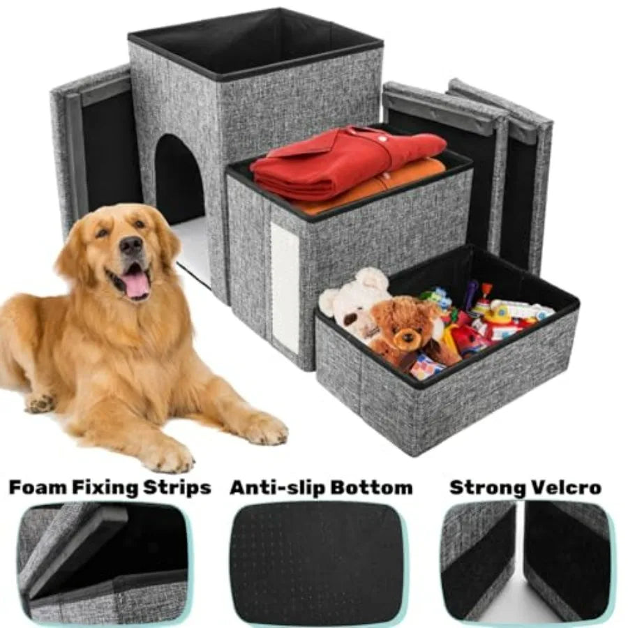 Stairs for Cats and Small Dogs 3 Tiers Pet Step with Storage Foldable Pet Ramp with Condo Cat Scratcher Portable Pet Ladder