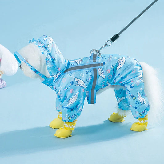Pet Raincoat Waterproof Hood Rain Jacket for Dogs of all Sizes