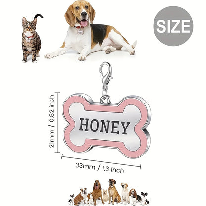 1PC Custom Engraved Name Tag for Pets Personalized Zinc Alloy Bone-Shaped ID