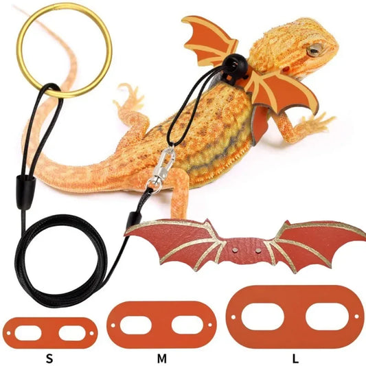 Small Animals Lizard Leash Harness Soft Padding Leather Vest Top with Hook and Loop Clothes