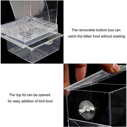 Acrylic Bird Feeders Anti Spill Feeder Drinker For Bird Cage