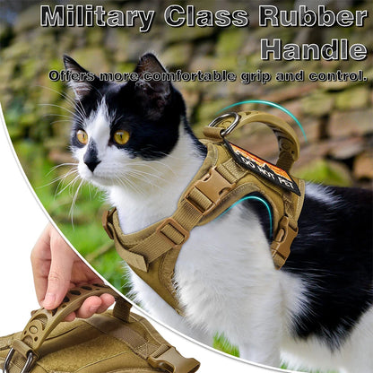 Tactical Cat Harness Adjustable Vest For  Small Dogs with Control Handle Walking Training