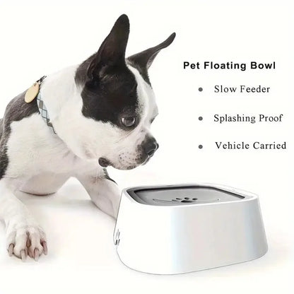 Spill-Proof Plastic Pet Water Bowl with Non-Slip Base & Floating Filter