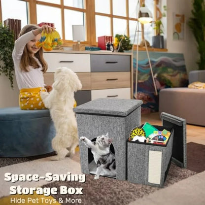 Stairs for Cats and Small Dogs 3 Tiers Pet Step with Storage Foldable Pet Ramp with Condo Cat Scratcher Portable Pet Ladder
